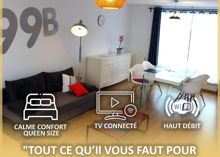 le 99B Modern apartment queen size bed connected TV